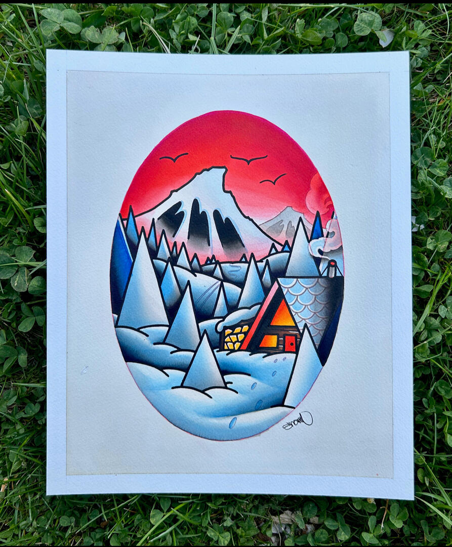 Original Painting, Acrylic and ink on illustration board, Painting Size- 8x10", Framed and Matted Size- 12x16"