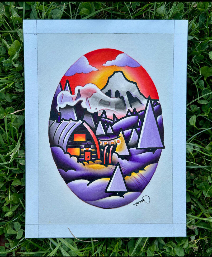 Original Painting, Acrylic and ink on illustration board, Painting Size- 5x7", Framed and Matted Size- 8x10"
