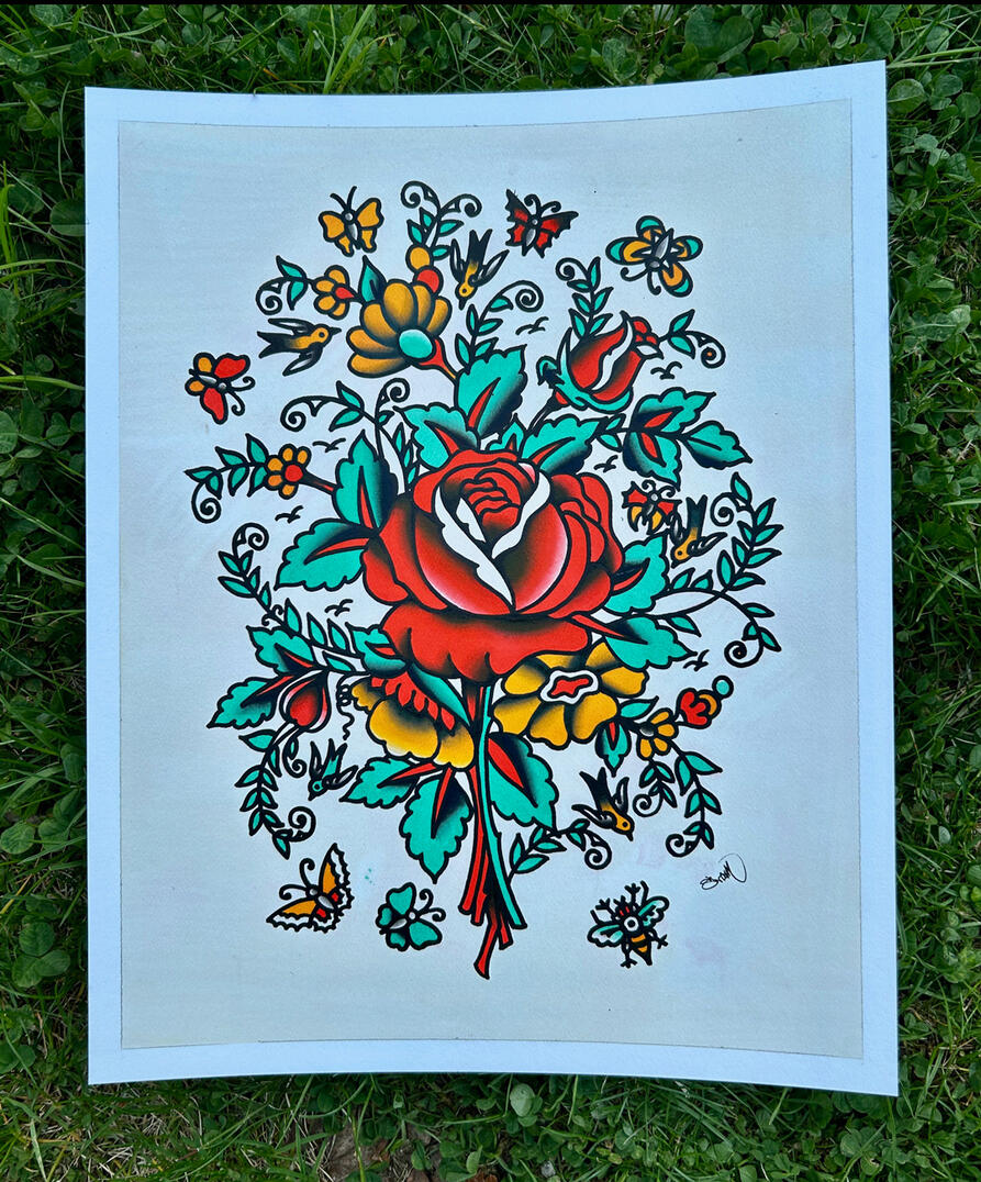 Original Painting, Acrylic and ink on illustration board, Painting Size- 5x7", Framed and Matted Size- 8x10"