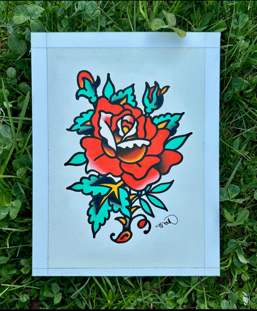 Original Painting, Acrylic and ink on illustration board, Painting Size- 5x7", Framed and Matted Size- 8x10"